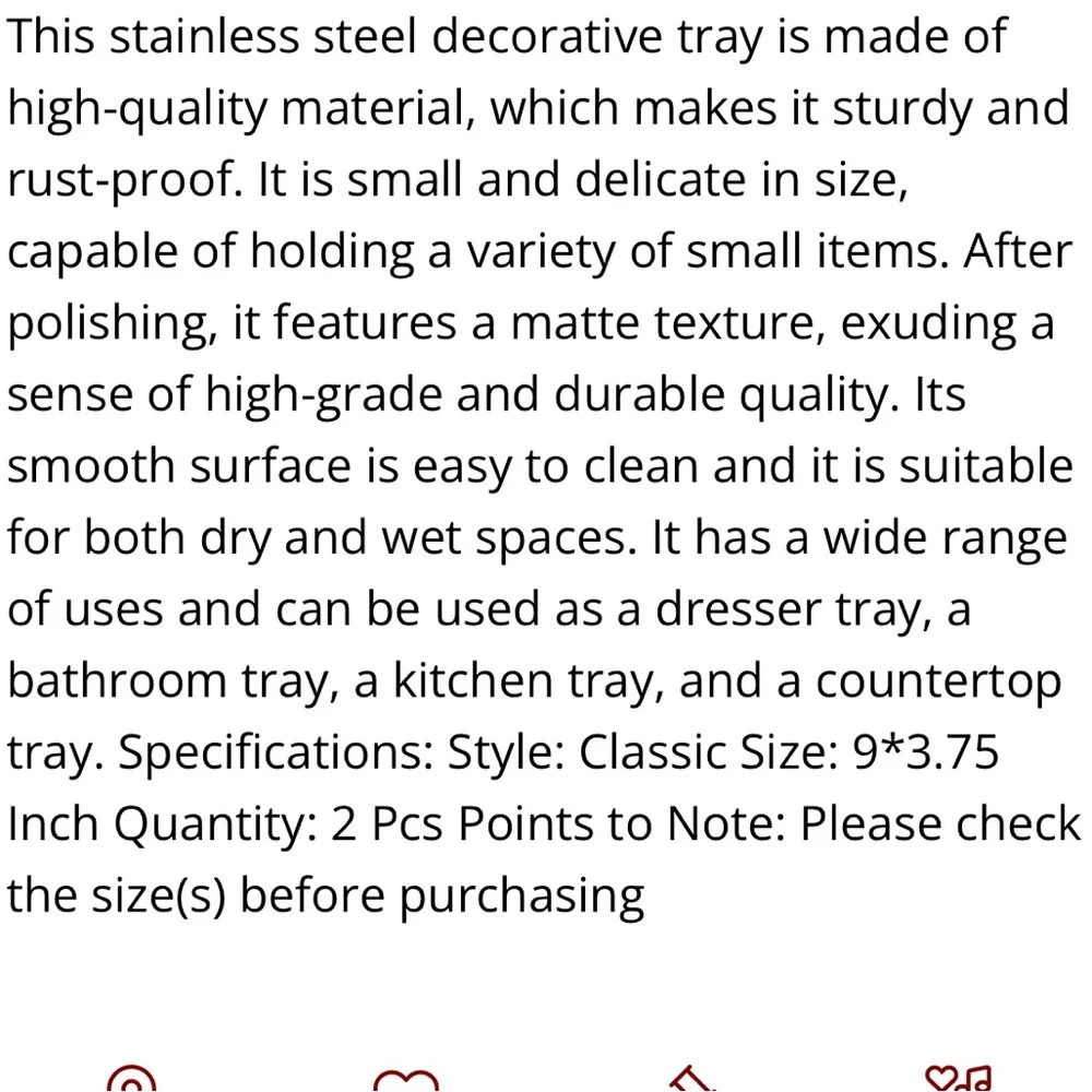 Set of Two Black Oval Plates Stainless Steel Bathroom Kitchen Countertop